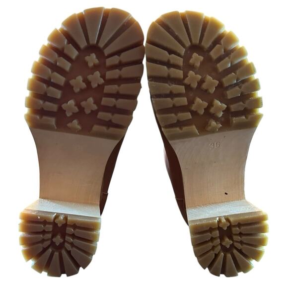 Swedish Hasbeens Stitchy Leather Ankle Boot Wood Clog Midsole NEW EU 36 US 6 - Picture 9 of 10